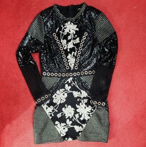 Black Premium Sequin And Mesh Detail BodycI